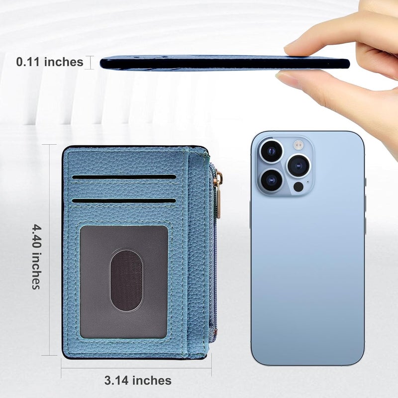 Tipmile Credit Card Holder for Women Slim Minimalist Front Pocket RFID Blocking Wallet Small Compact Card Case with ID Window, Sky Blue - Image 5